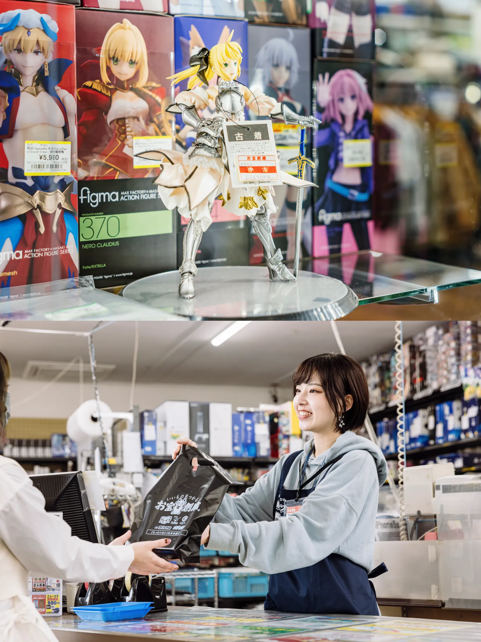 店内の様子/商品の受け渡しをするスタッフ